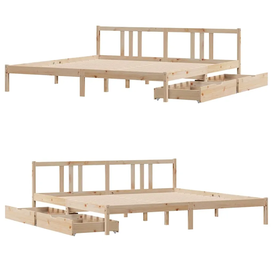 Cadre de lit sans matelas 200x200 cm bois massif de pin - 9