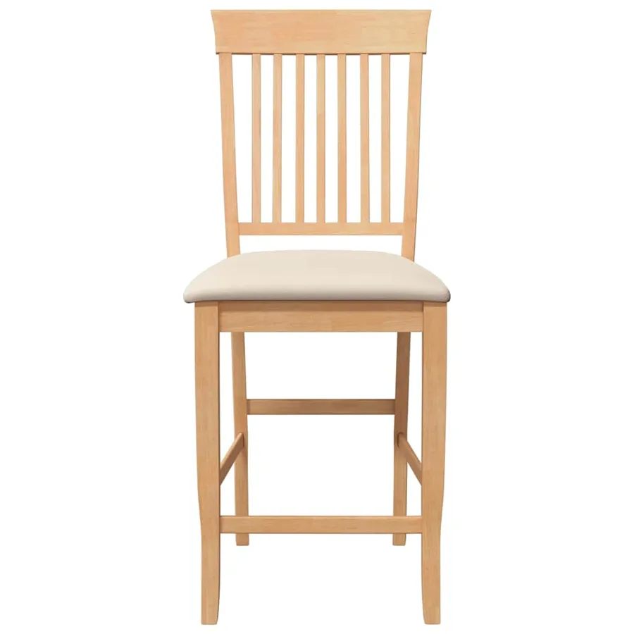 Tabourets de bar avec coussins (2 pcs) en bois massif naturel et caoutchouc - 5
