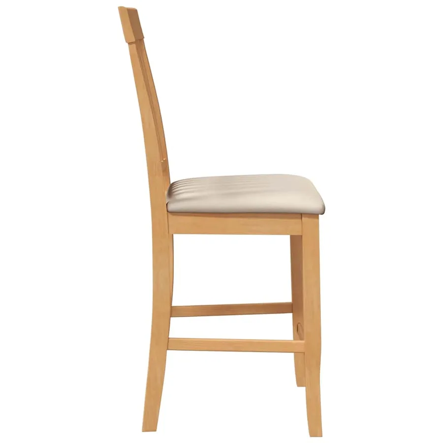 Tabourets de bar avec coussins (2 pcs) en bois massif naturel et caoutchouc - 6