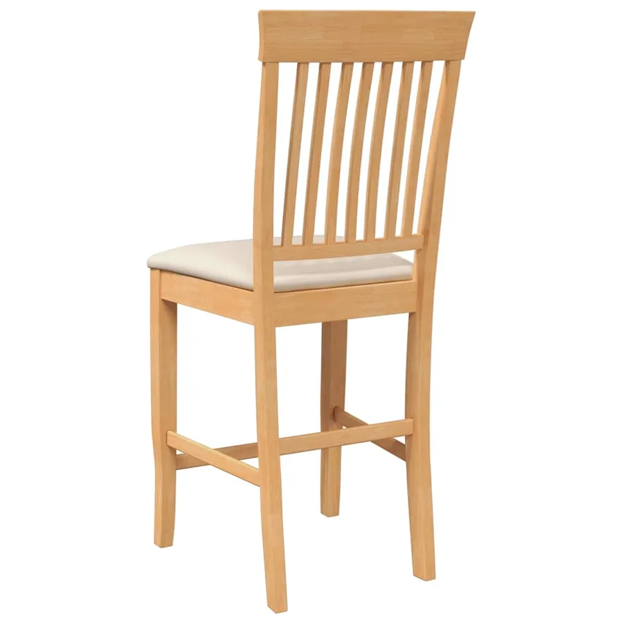 Tabourets de bar avec coussins (2 pcs) en bois massif naturel et caoutchouc - 7