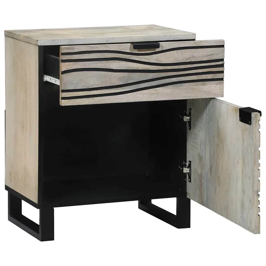 Table de chevet Blanc 50 x 33 x 60 cm Bois d'ingénierie - 2