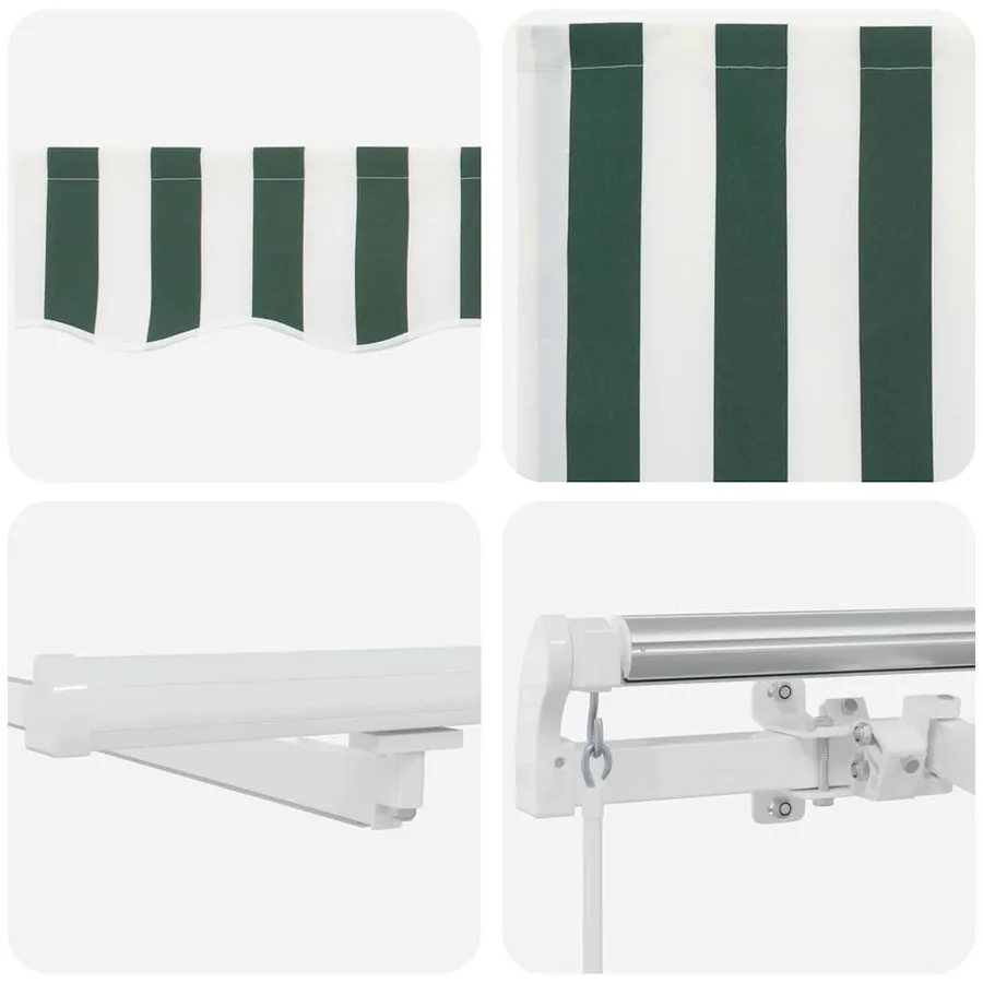 Auvent rétractable Vert et blanc 500 × 350 cm - 8