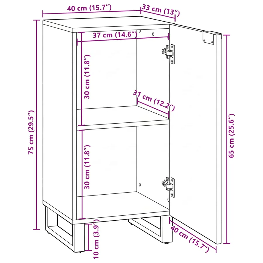 Buffet Blanc 40 x 33 x 75 cm bois de manguier massif - 11