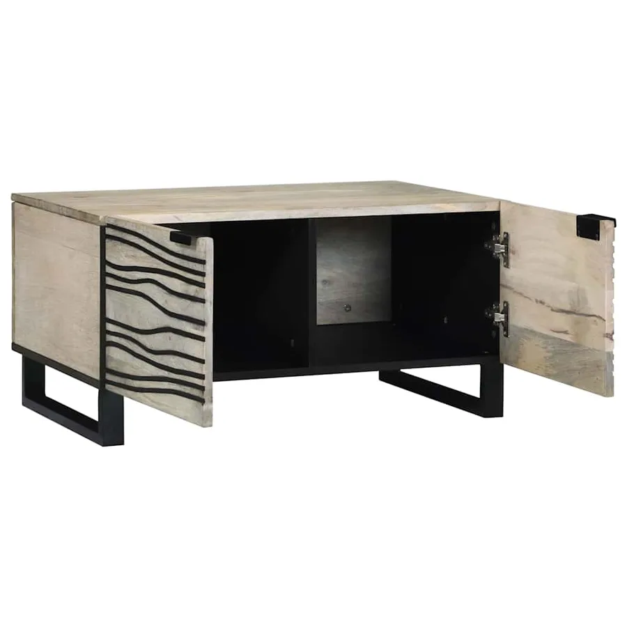 Table basse Blanc 80 x 50 x 40 cm Bois d'ingénierie - 2
