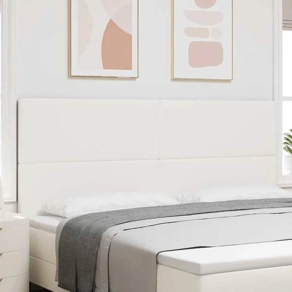 Tête de lit LED Crème 200 cm Tissu en velours côtelé