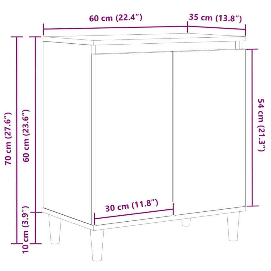 Buffet Chêne noir 60 x 35 x 70 cm Bois d'ingénierie - 13