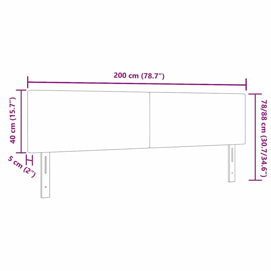 Tête de lit Gris clair 200 cm Tissu en velours côtelé - 9