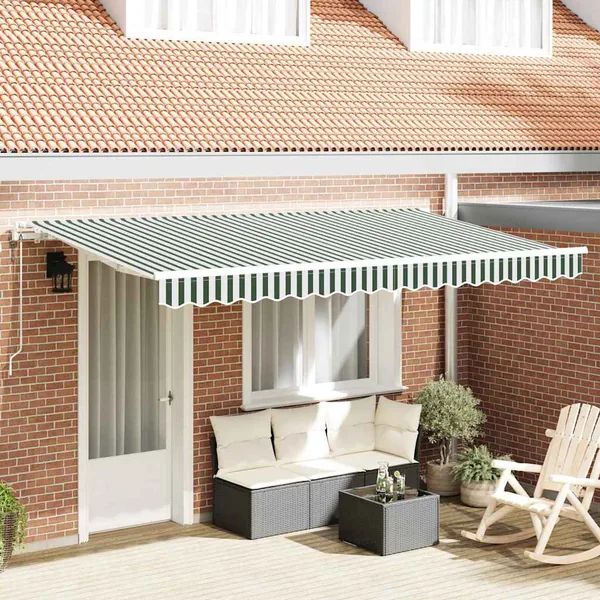 Auvent Rétractable Vert 400 x 200 cm tissu