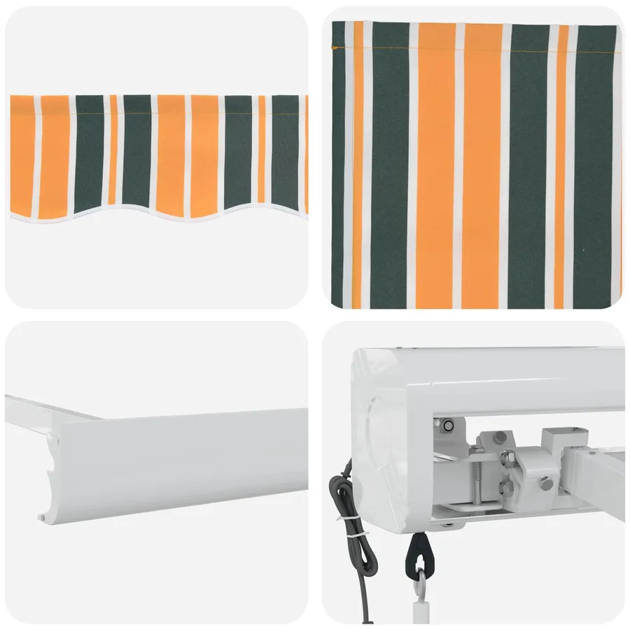 Auvent rétractable Vert et jaune 350 x 250 x 165 cm - 4