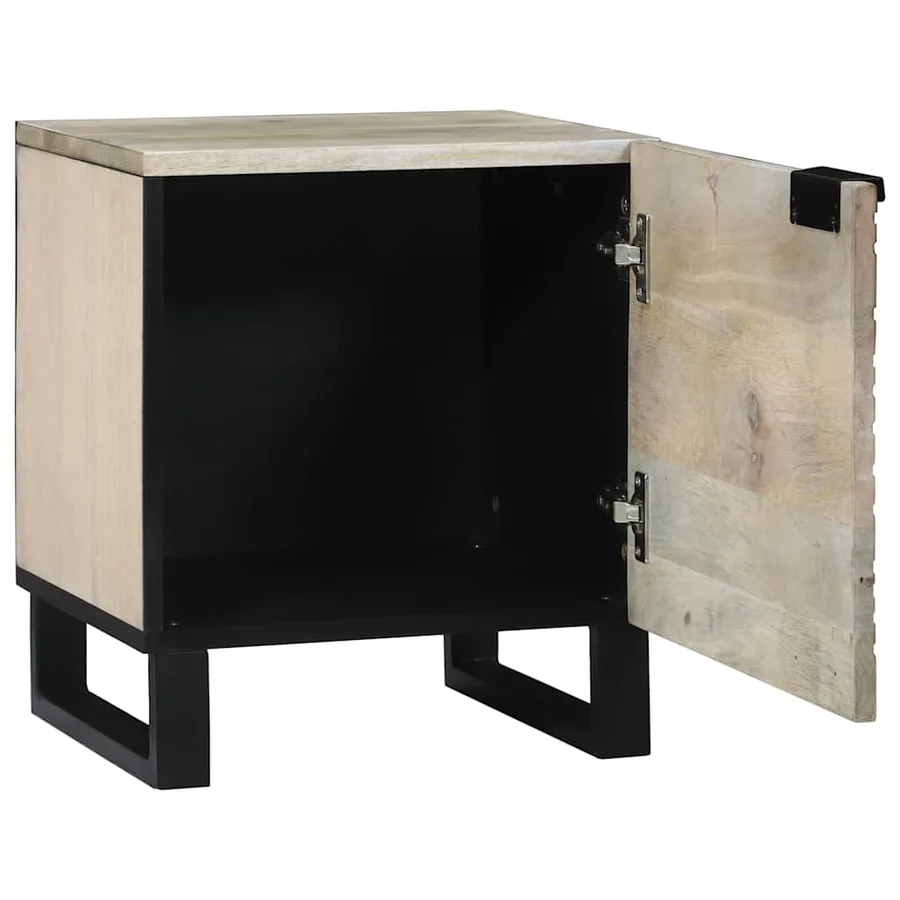 Table de chevet Blanc 40 x 33 x 46 cm Bois d'ingénierie - 2