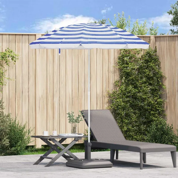 Parasol de jardin 240 cm polyester 170T Bleu et Blanc