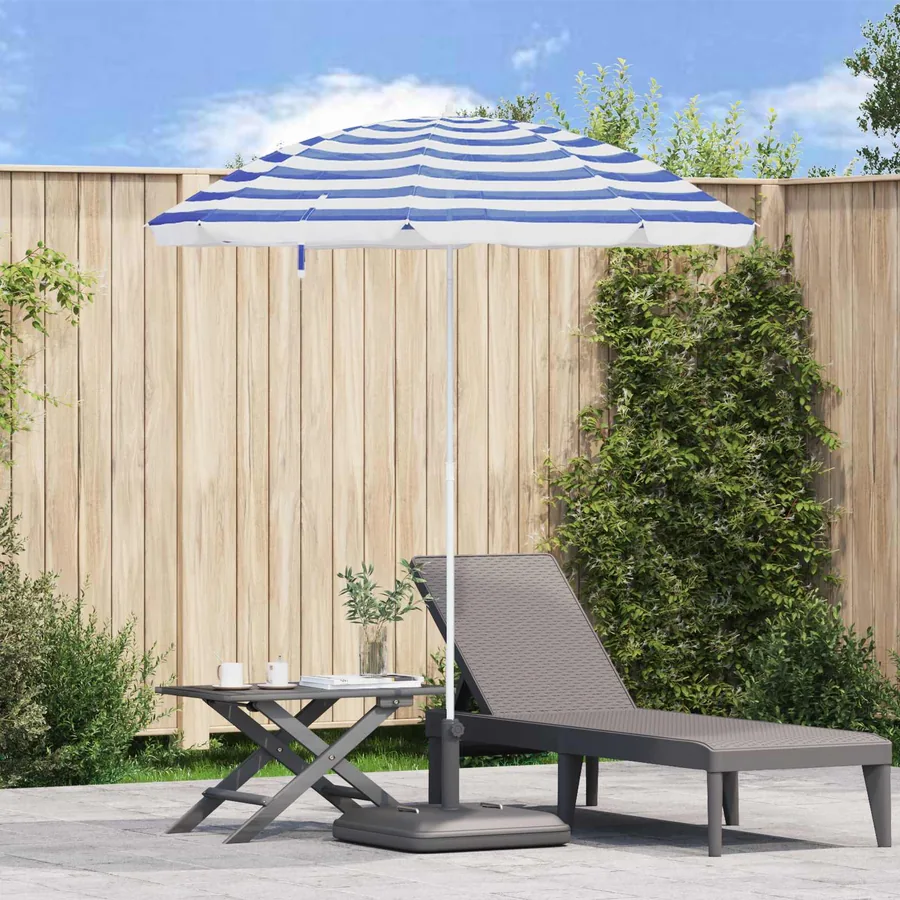Parasol de jardin polyester 170T Bleu et Blanc