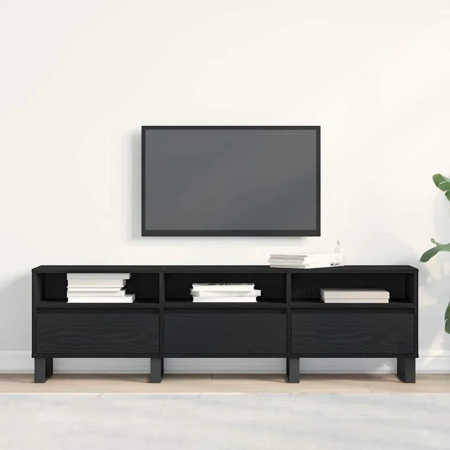 Meuble TV Chêne noir 150 x 30 x 44,5 cm Bois d'ingénierie - 4