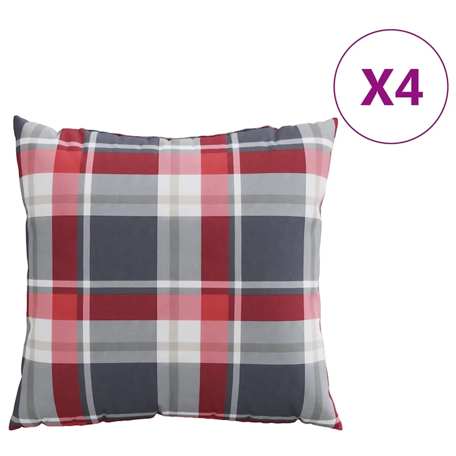 Coussins de canapé 4 pcs motif à carreaux rouges 50 x 50 cm en tissu - 2