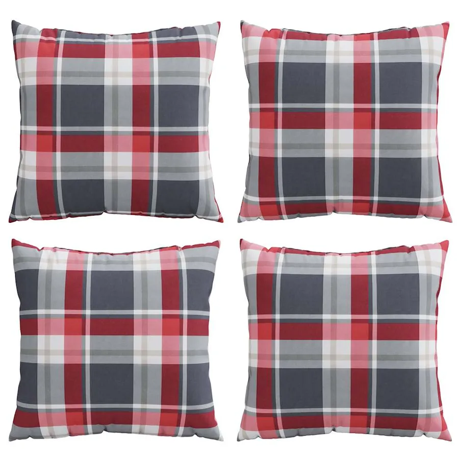 Coussins de canapé 4 pcs motif à carreaux rouges 50 x 50 cm en tissu - 4
