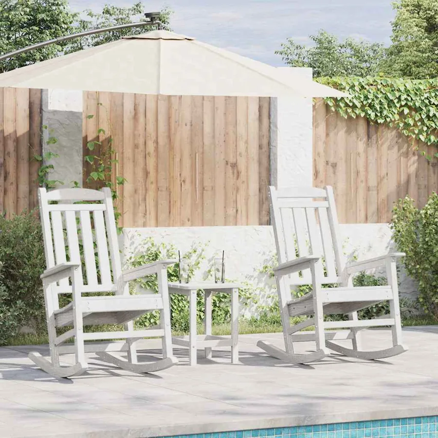 Chaise à bascule 3 pcs Blanc Polyéthylène