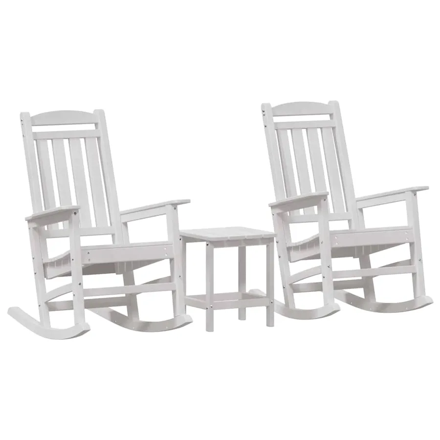 Chaise à bascule 3 pcs Blanc Polyéthylène - 2