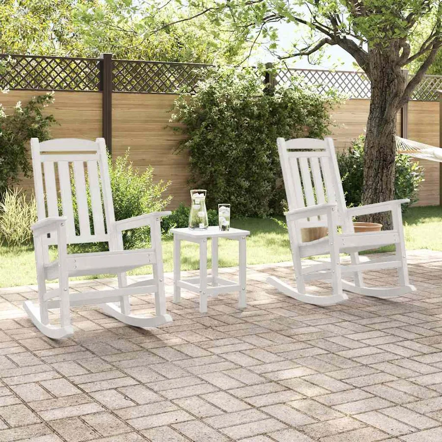 Chaise à bascule 3 pcs Blanc Polyéthylène - 4