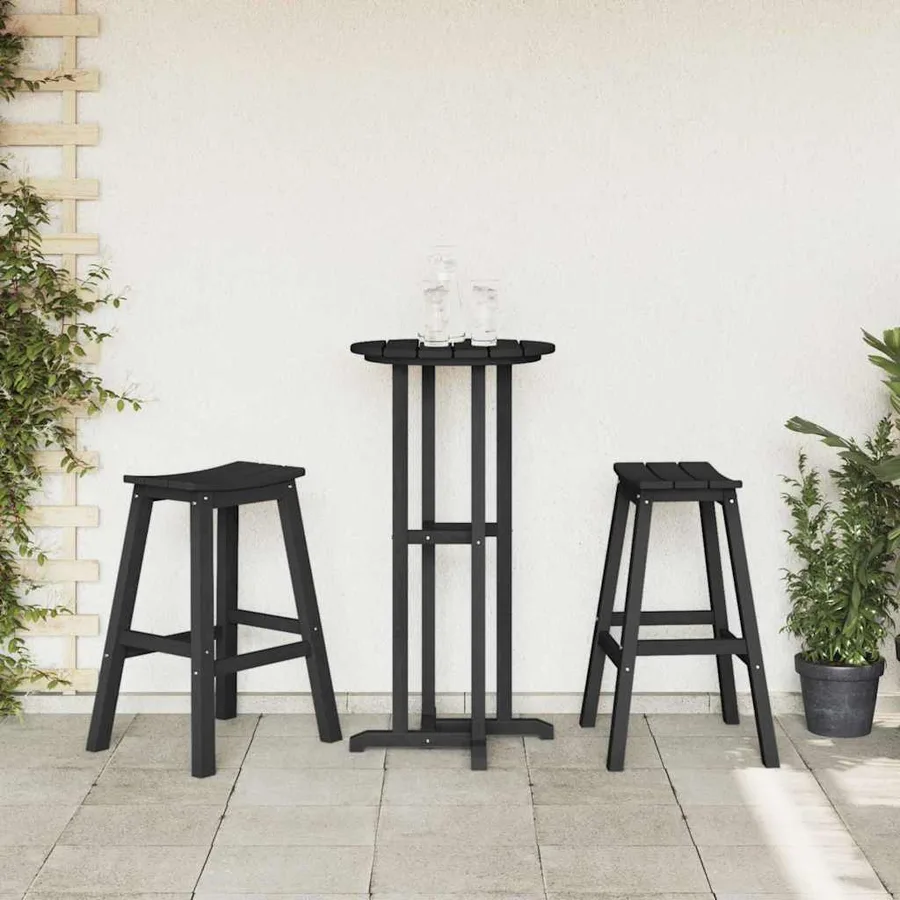 Ensemble de bar de jardin 3 pcs Noir HDPE - 4