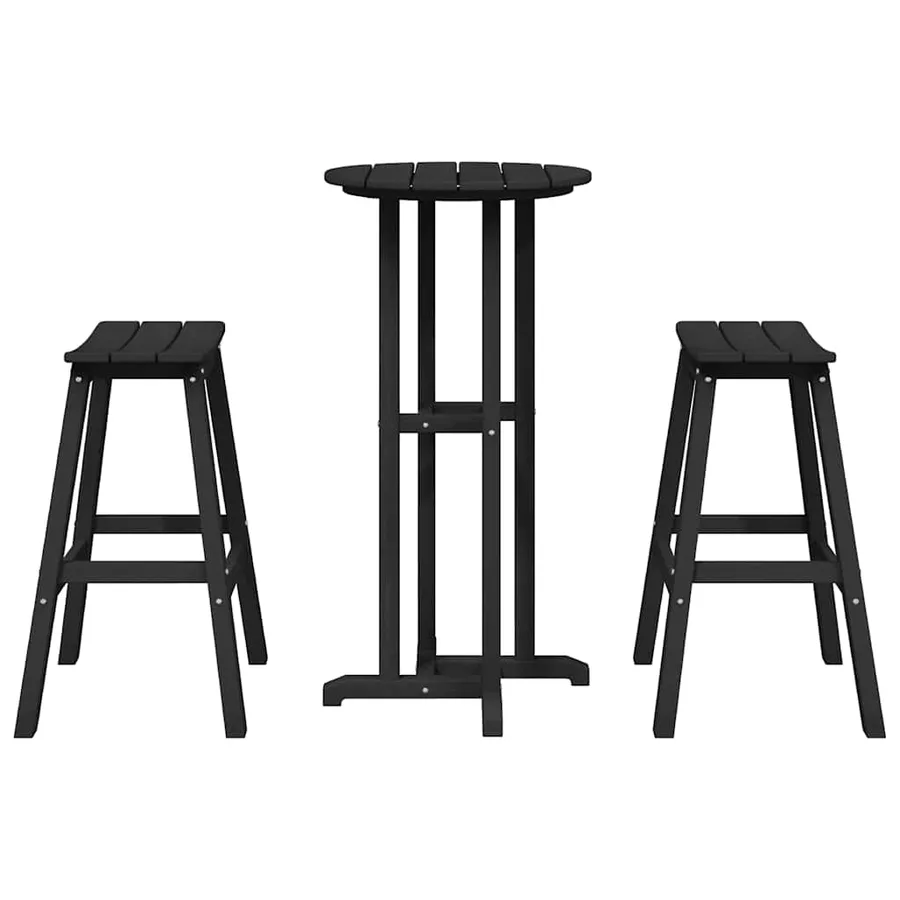 Ensemble de bar de jardin 3 pcs Noir HDPE - 7
