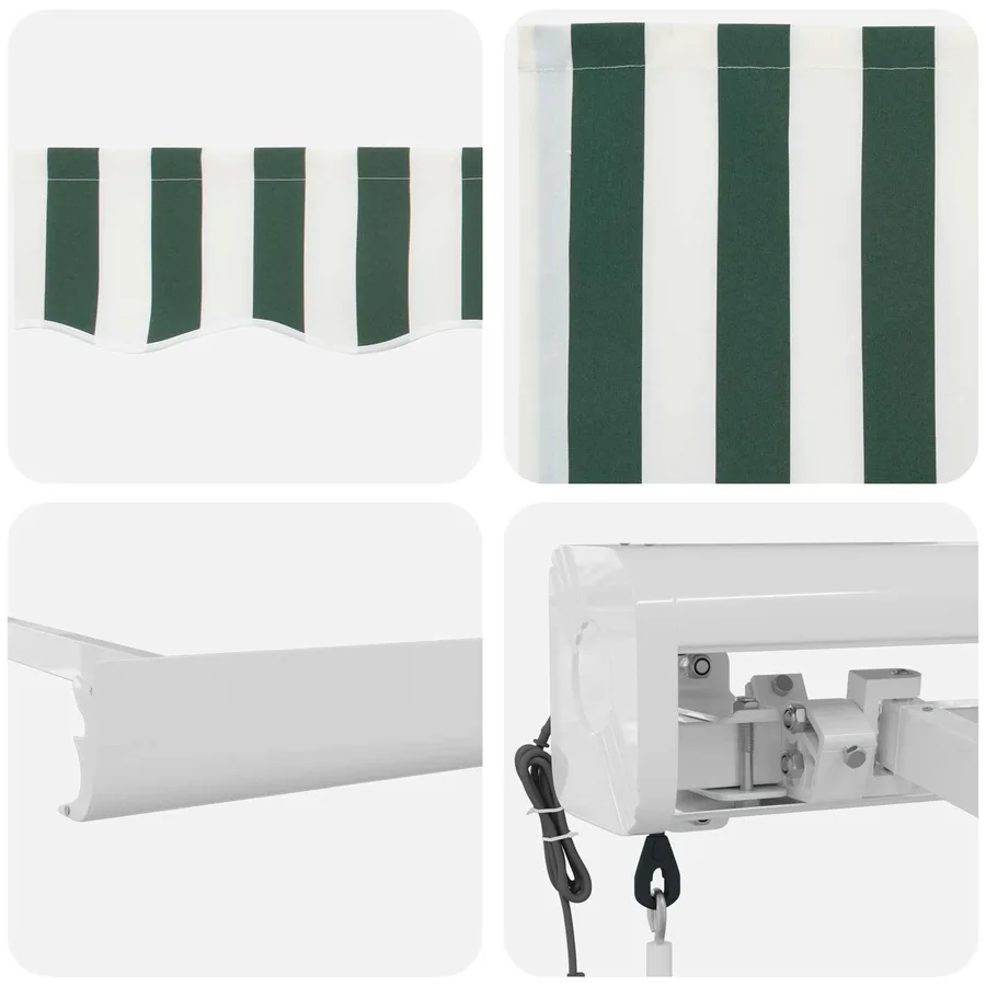 Auvent rétractable Vert et blanc 500 x 300 x 165 cm - 4