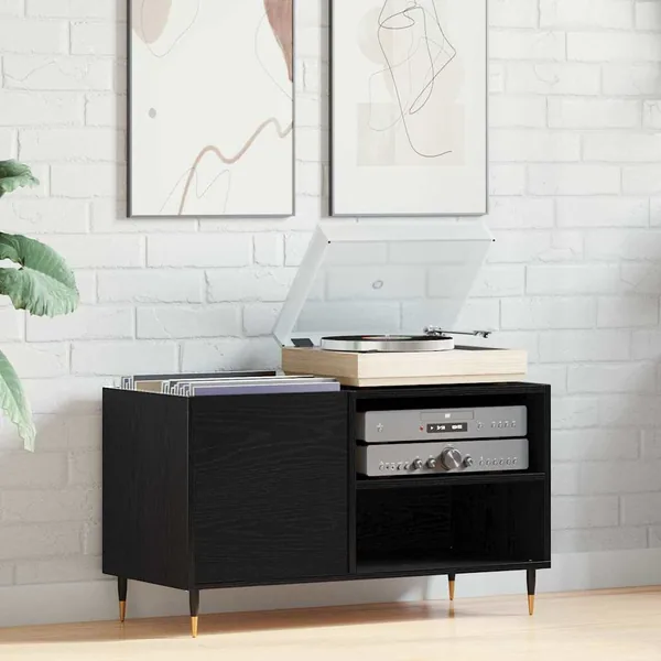 Meuble à vinyles Chêne noir 85 x 38 x 48 cm Bois d'ingénierie