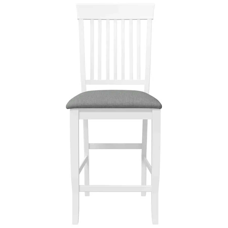 Tabourets de bar avec coussins (lot de 2) en bois massif blanc et caoutchouc - 5
