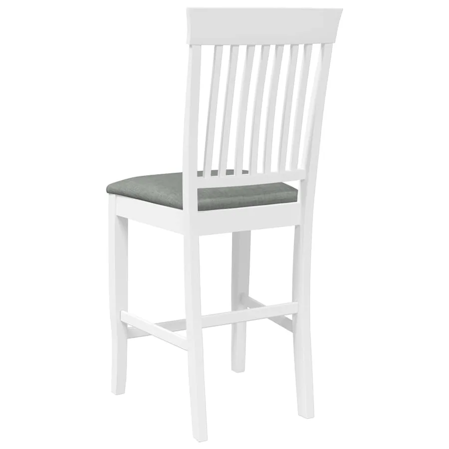 Tabourets de bar avec coussins (lot de 2) en bois massif blanc et caoutchouc - 7