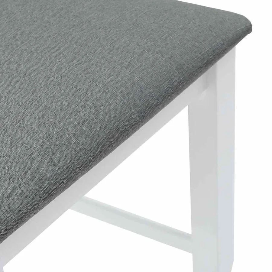 Tabourets de bar avec coussins (lot de 2) en bois massif blanc et caoutchouc - 8