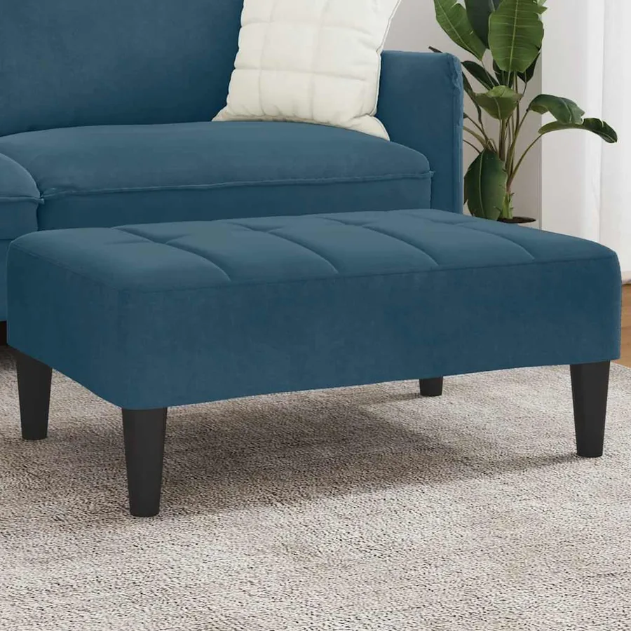 Repose-pied bleu 77x55x31 cm velours