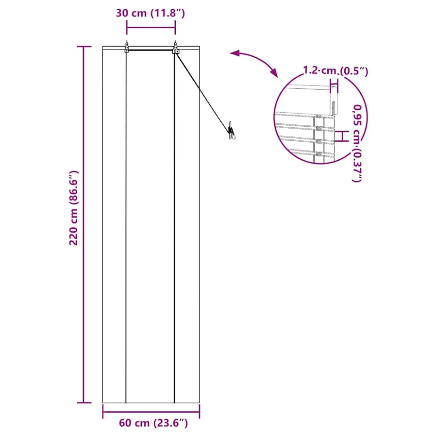 Store enrouleur Marron 60 x 220 cm Bambou - 15