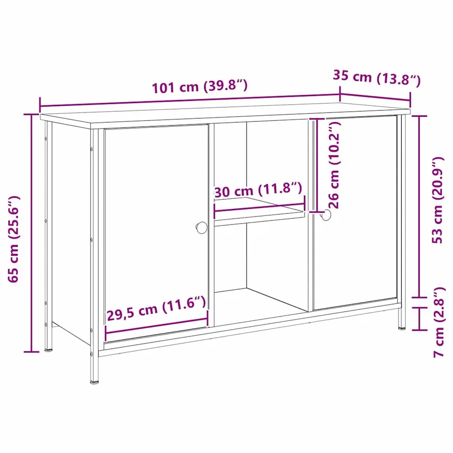 Ensemble meuble TV 101 x 35 x 65 cm Chêne artisanal - 10