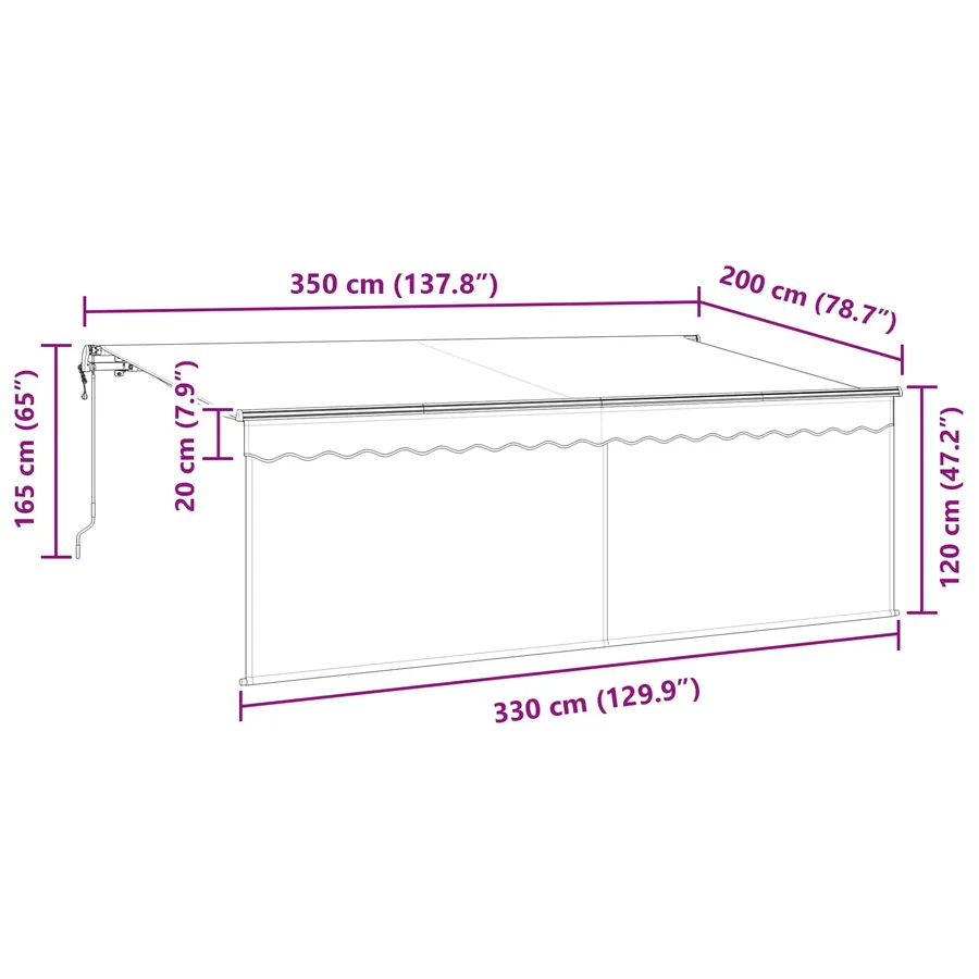 Auvent Rétractable Anthracite 350 x 200 cm - 14