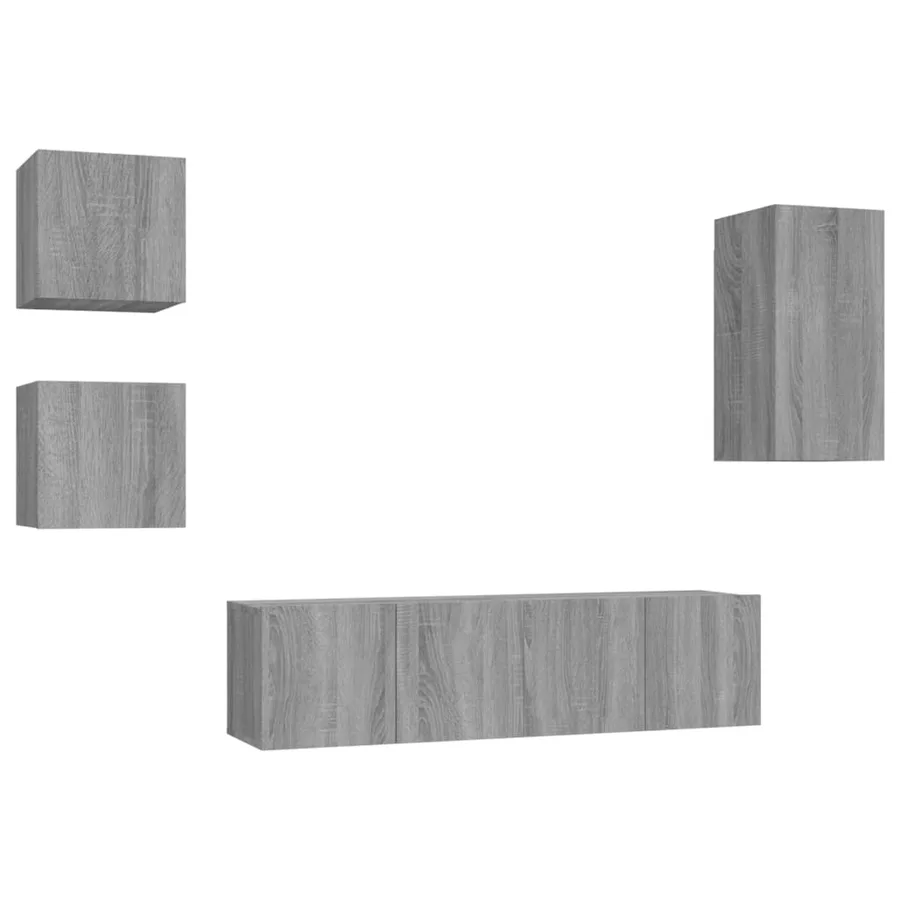 Ensemble de meubles TV 5 pcs Sonoma gris Bois d'ingénierie - 2