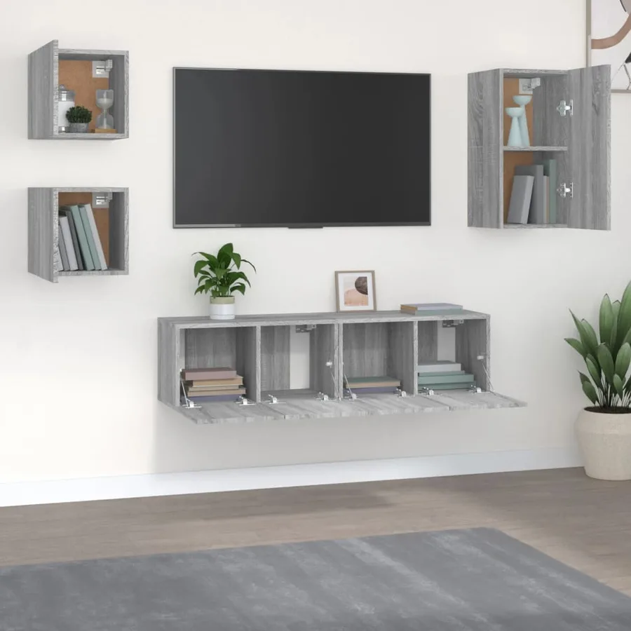 Ensemble de meubles TV 5 pcs Sonoma gris Bois d'ingénierie - 3