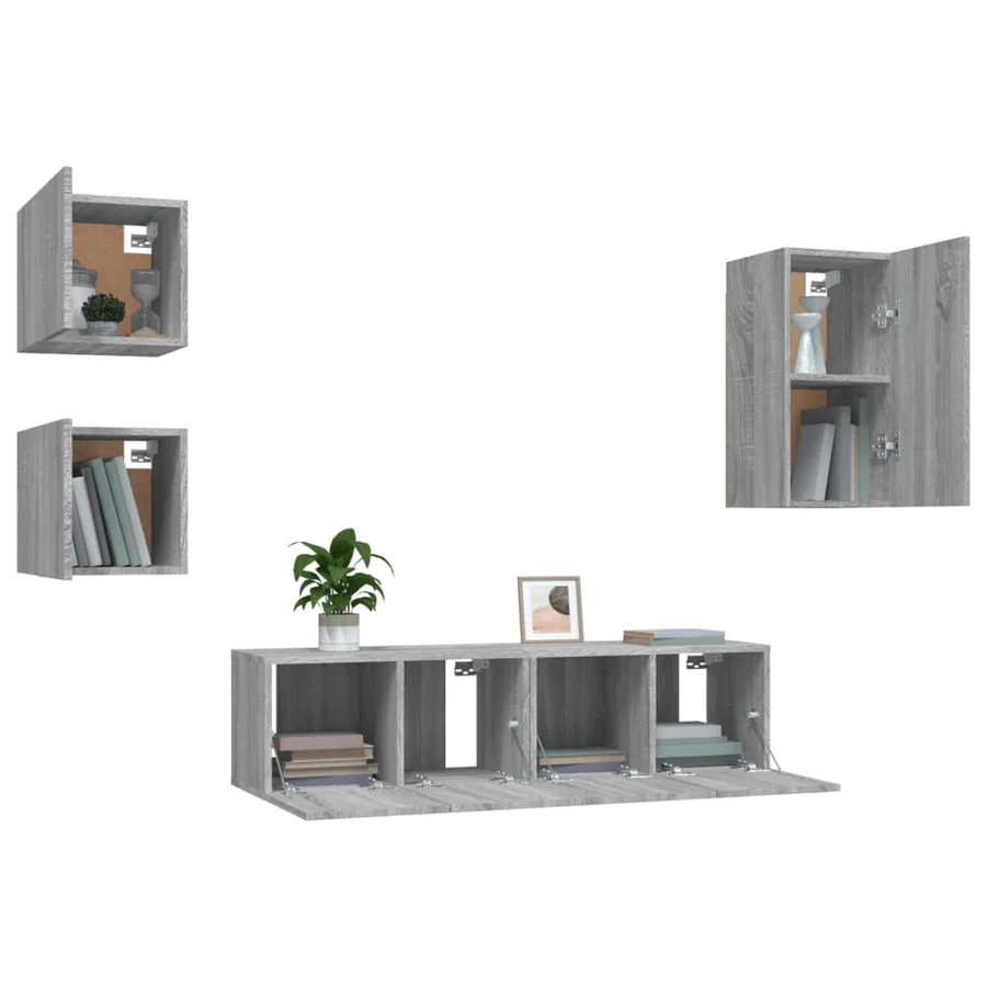 Ensemble de meubles TV 5 pcs Sonoma gris Bois d'ingénierie - 4