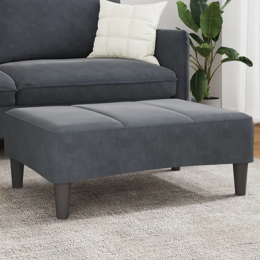 Repose-pied gris foncé 77x55x31 cm velours