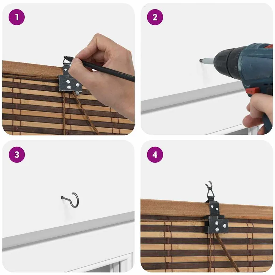 Store enrouleur Marron 110 x 160 cm Bambou - 8