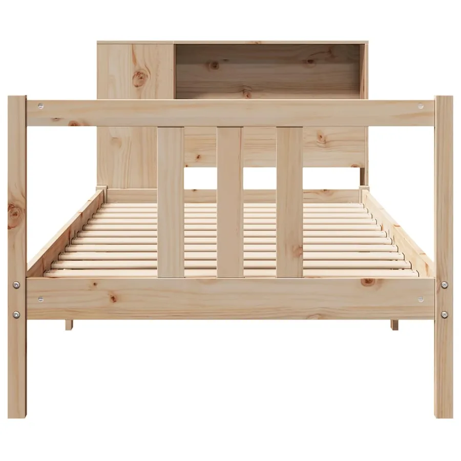 Lit bibliothèque sans matelas 75x190 cm bois de pin massif - 4