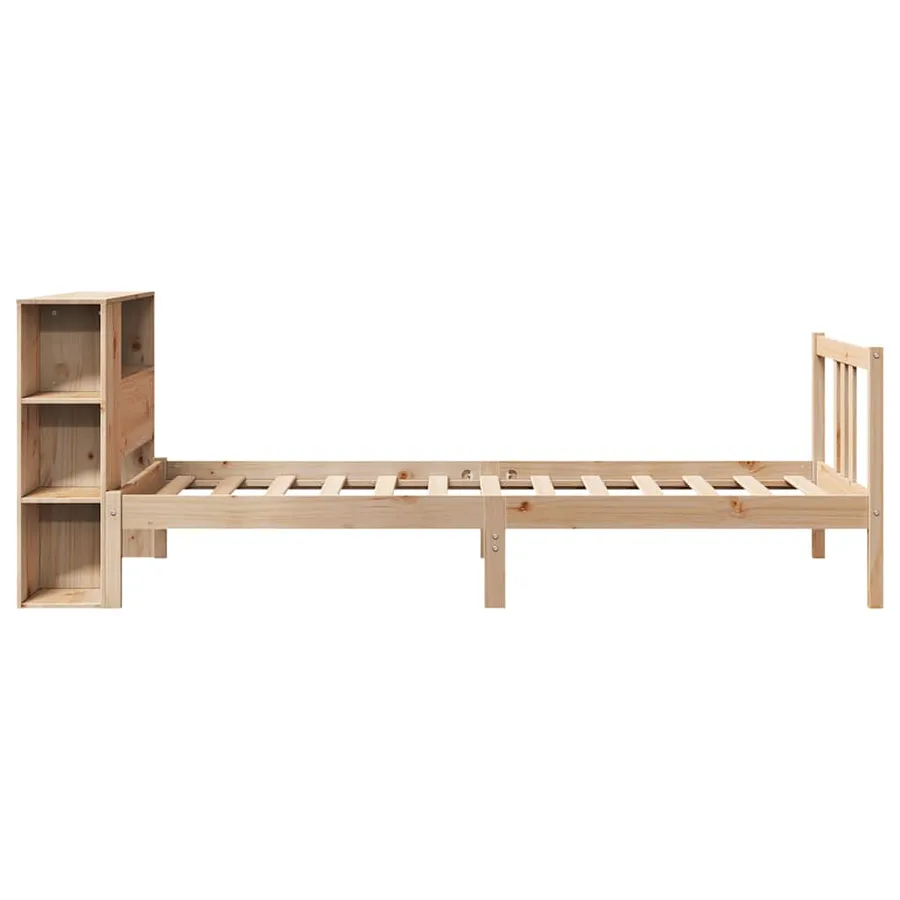 Lit bibliothèque sans matelas 75x190 cm bois de pin massif - 5