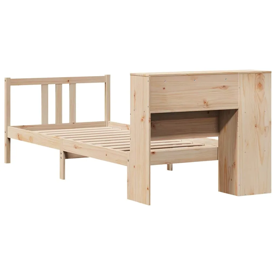 Lit bibliothèque sans matelas 75x190 cm bois de pin massif - 6