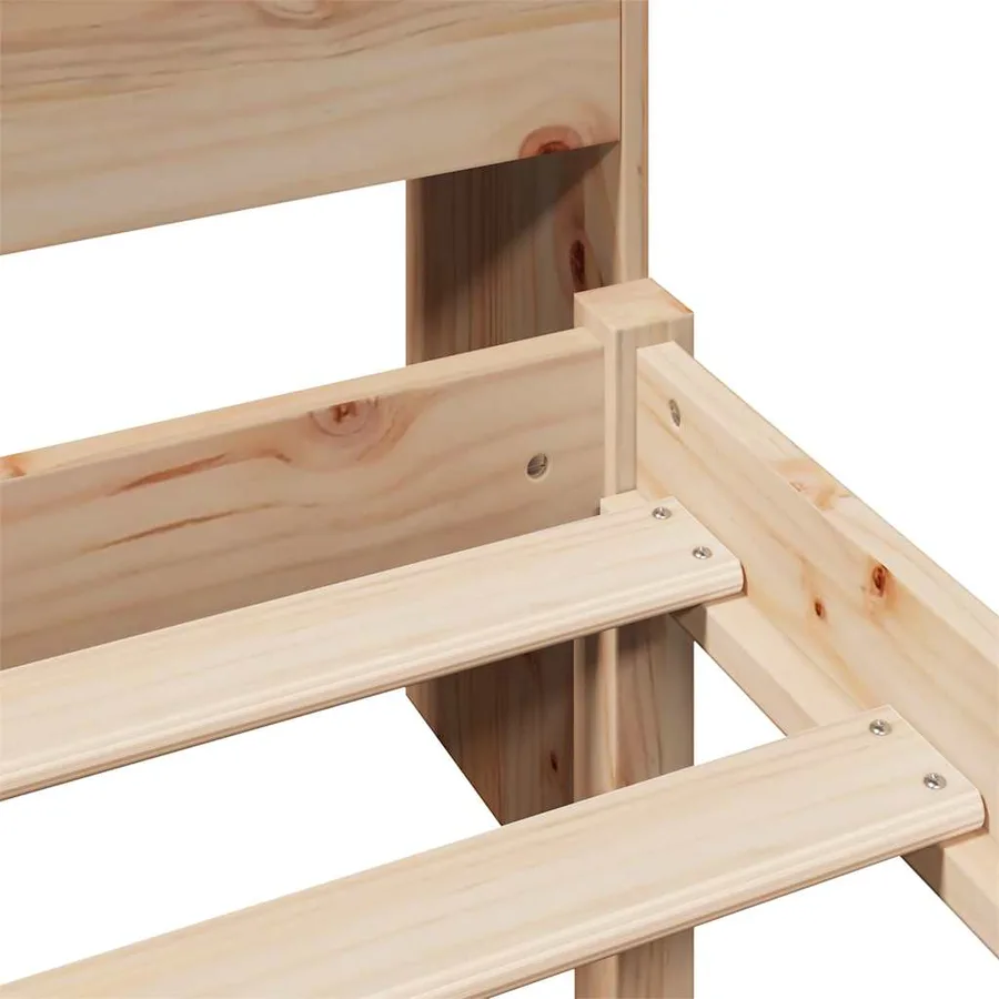 Lit bibliothèque sans matelas 75x190 cm bois de pin massif - 9