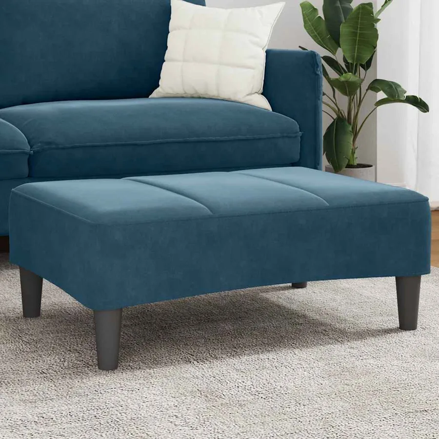 Repose-pied bleu 77x55x31 cm velours