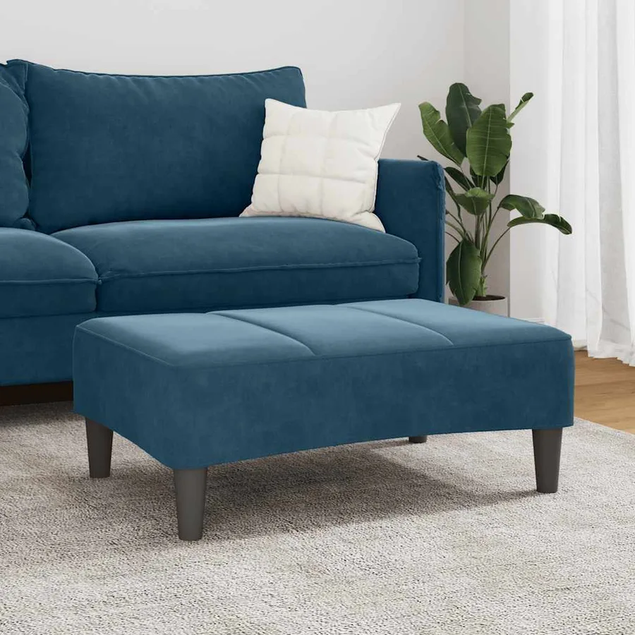 Repose-pied bleu 77x55x31 cm velours - 3