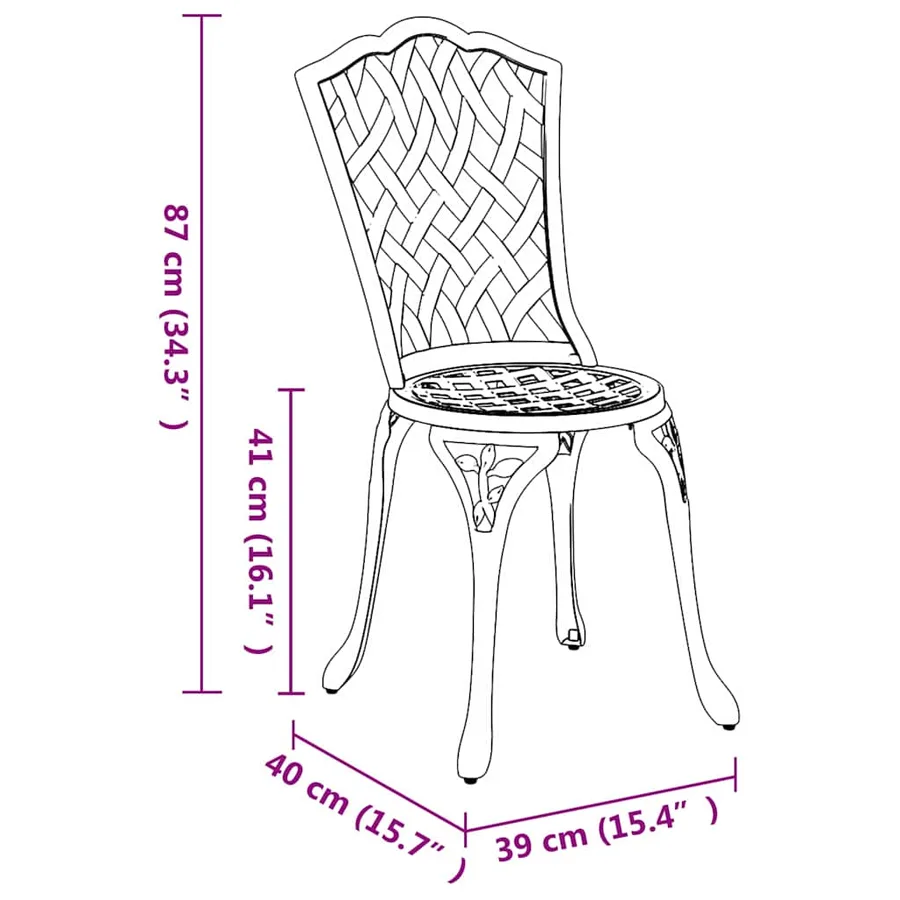 Chaise de jardin 2 pcs Vert 39 x 40 x 87cm Aluminium - 10