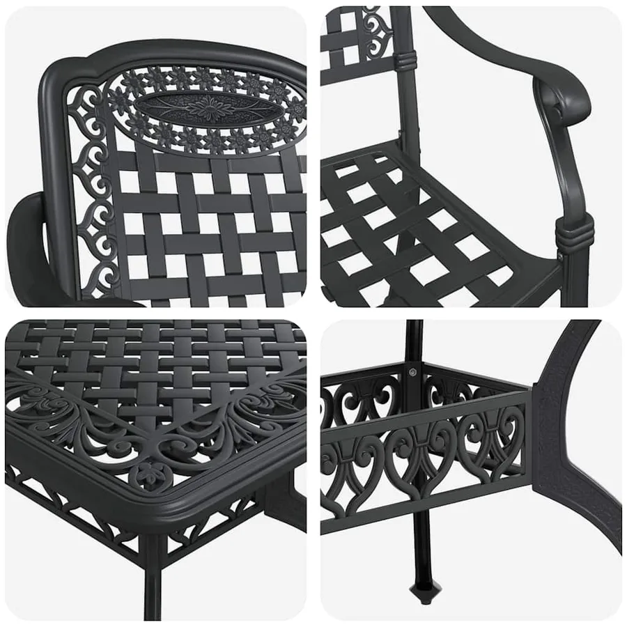 Ensemble de salle à manger pour jardin 5 pcs Noir Aluminium - 11