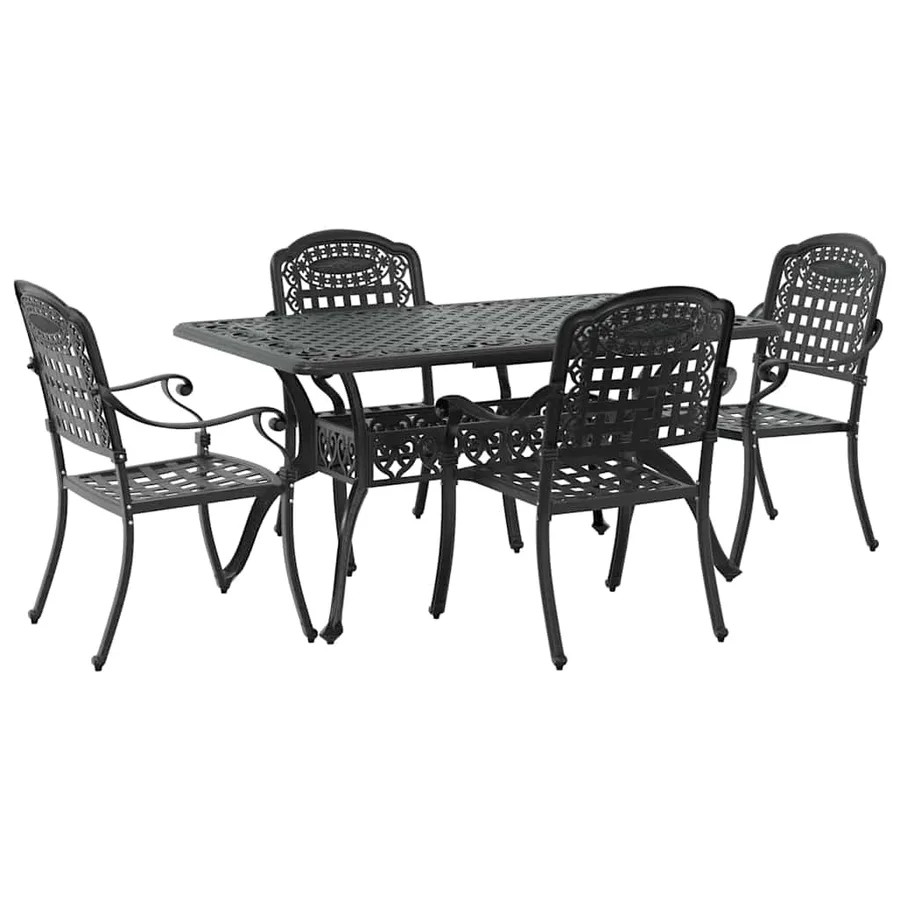 Ensemble de salle à manger pour jardin 5 pcs Noir Aluminium - 2