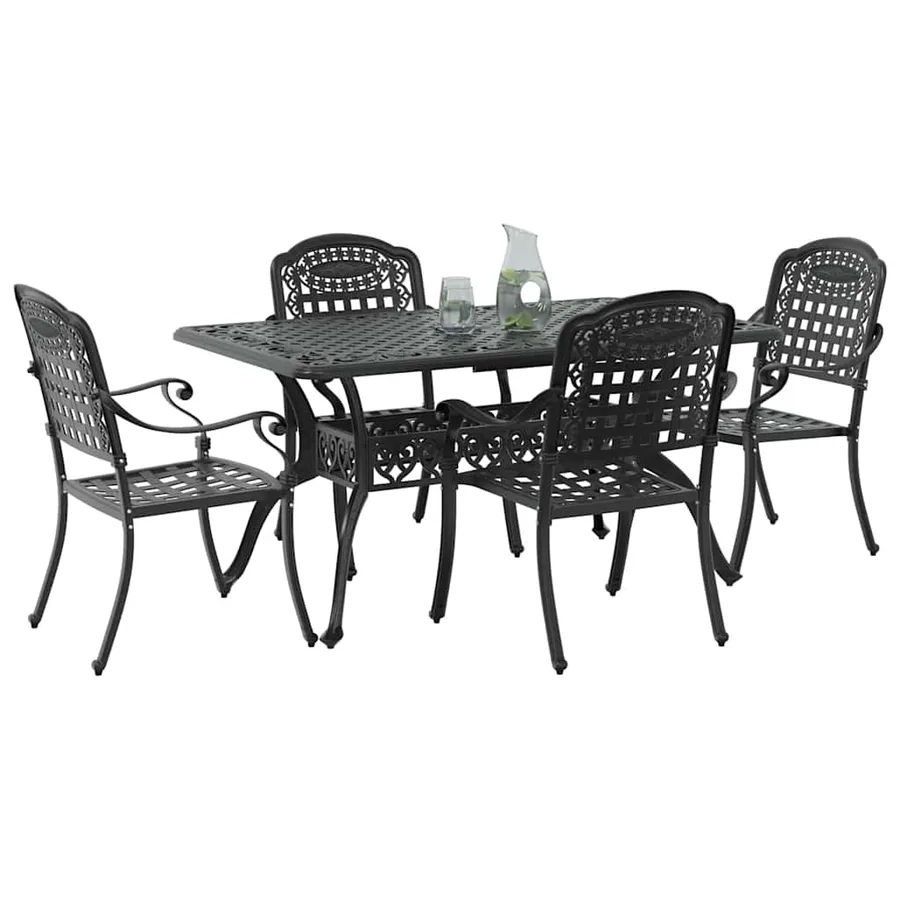 Ensemble de salle à manger pour jardin 5 pcs Noir Aluminium - 3