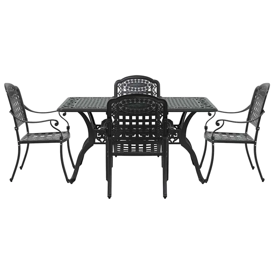 Ensemble de salle à manger pour jardin 5 pcs Noir Aluminium - 7
