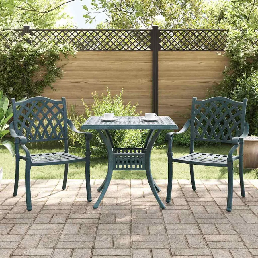 Ensemble de tables de jardin 3 pcs Vert Aluminium coulé